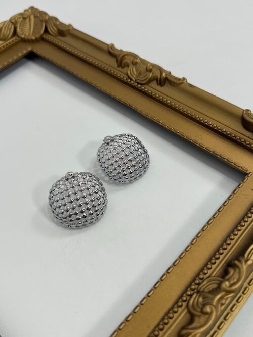 PENDIENTES BOTÓN ACERO PLATEADO