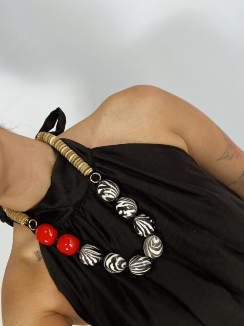 MAXI COLLAR PRINT RED