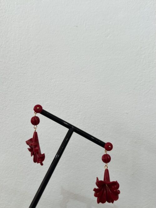 PENDIENTES FLOWER RED ACERO