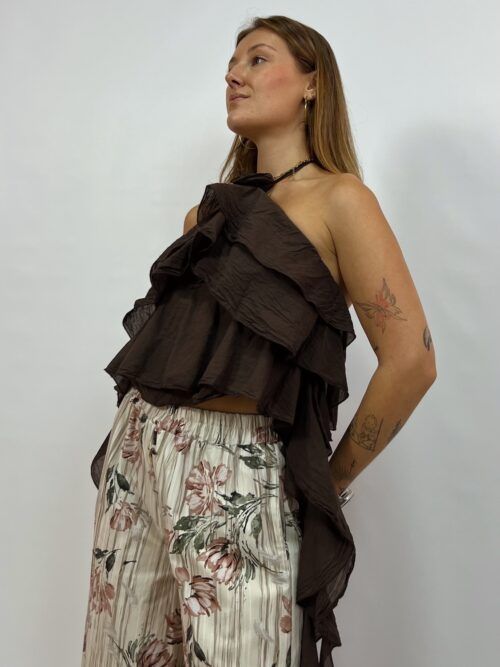 TOP FLOR VOLANTES BROWN