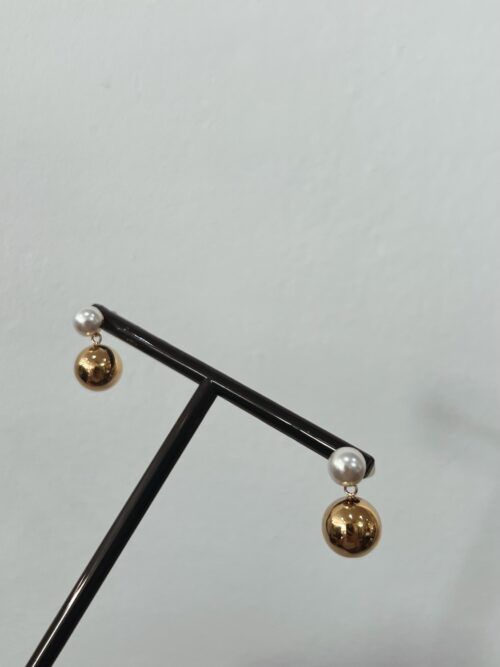 PENDIENTES DOBLE BOWL DORADO ACERO