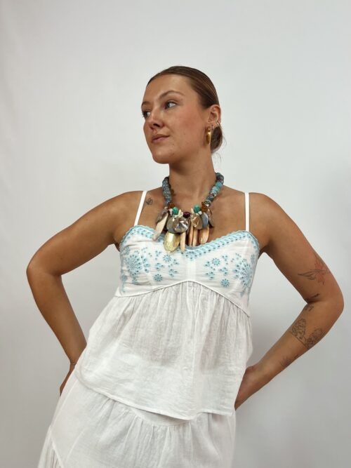 TOP BORDADOS INDIA BLUE