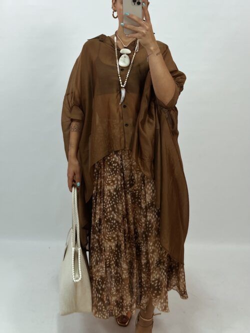 MAXI CAMISA OVER CAMEL