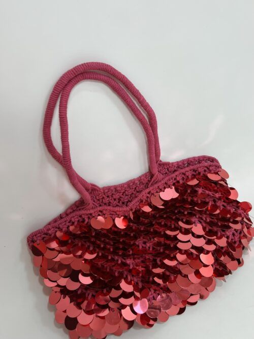 BOLSO LENTEJUELAS CUERDA PINK