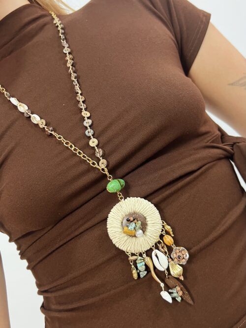 COLLAR LARGO RAFIA