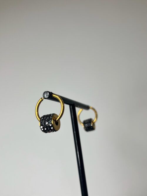 PENDIENTES ARO RUEDA DIAMOND NOIR ACERO