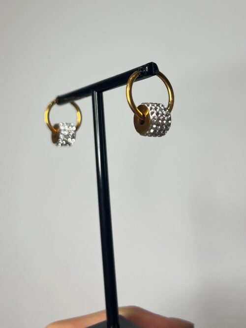 PENDIENTES ARO RUEDA DIAMOND BL ACERO