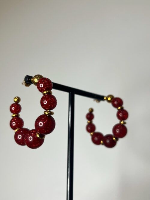 PENDIENTES BOLAS RED BRILLOS ACERO