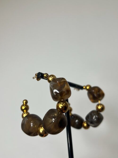 PENDIENTES MAXI BROWN ACERO